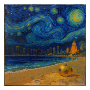 Poster Miami Golden Shore Soccer Fine 