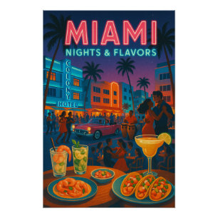Poster Miami Nights - Nourriture et Vibes