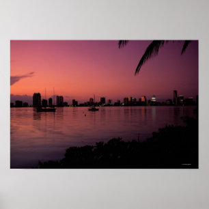 Poster Miami Skyline à Sunset