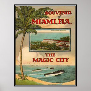 Poster Miami vintage, la Floride, Etats-Unis -