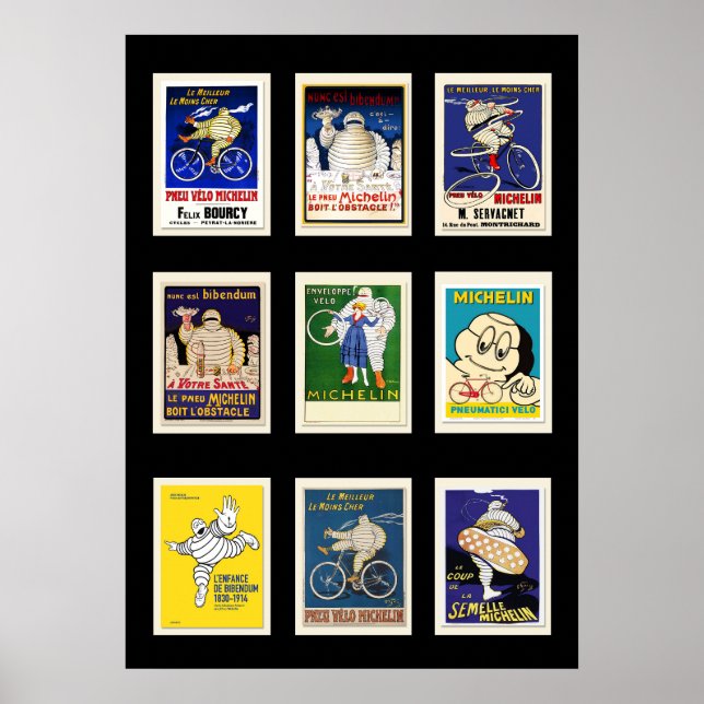 Poster Michelin Bibendum Vintage, Cartes postales  (Devant)