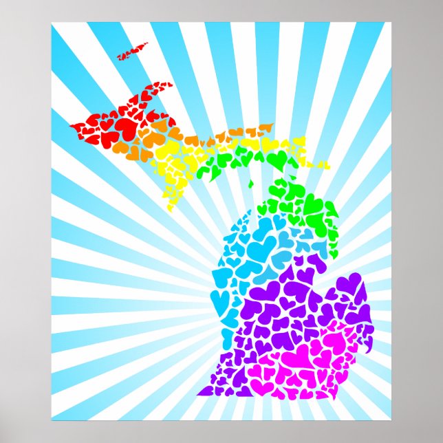 Poster michigan a éclaté le coeur arc-en-ciel (Devant)