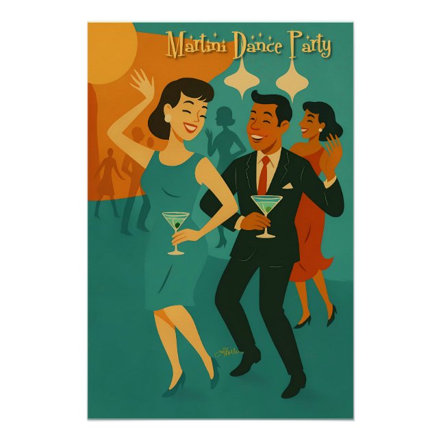 Poster Mid Century Martini Dance Party (Devant)