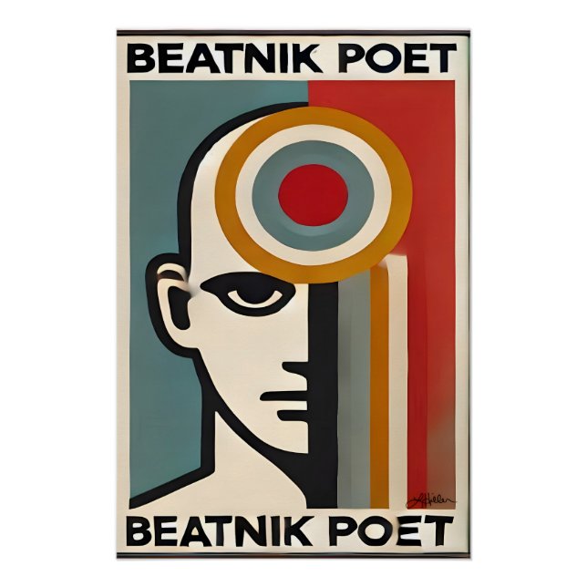 Poster Mid Century Modern Art Beatnik Poet (Devant)