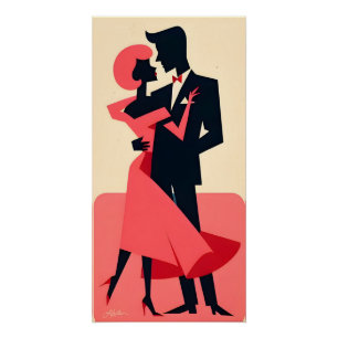 Poster Mid Century Valentine Dancing Couple