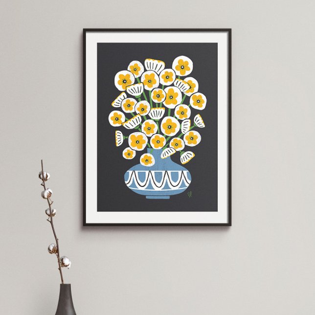 Poster Mid Mod White Blooms (Créateur téléchargé)