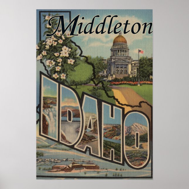 Poster Middleton, Idaho - Scènes de grandes lettres (Devant)