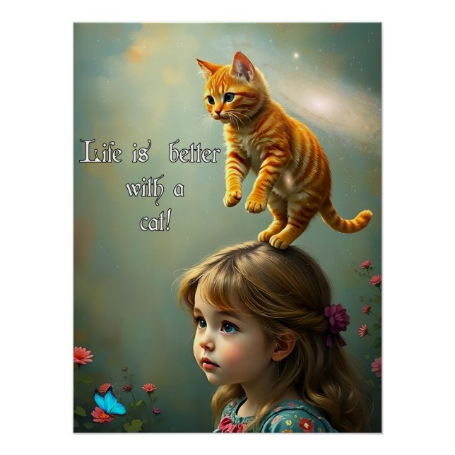 Poster Mieux avec un chat (Devant)