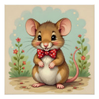Mignon adorable petite souris avec cravate