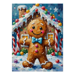 Poster Mignon bonhomme en pain d'épices, illustration joy