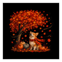Mignon chien Corgi avec forêt de feuilles d'automn