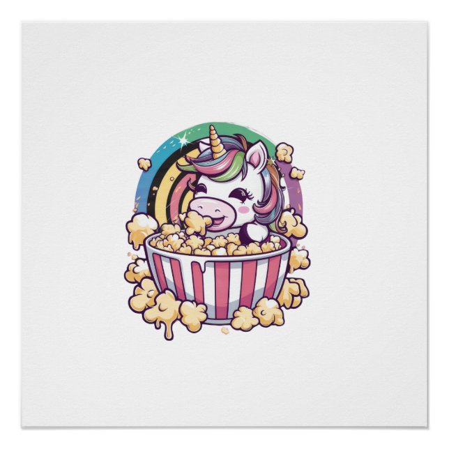 Poster Mignon licorne kawaii au maïs Long Sleeve T-Shi (Devant)