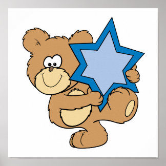 Poster mignon ours en peluche de l'hanoukka star de la te