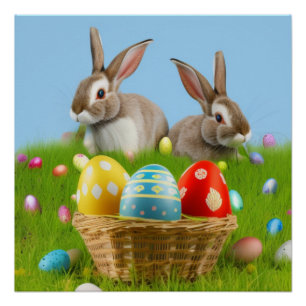 Poster Mignonne Bunnyfor Pâques pour une humeur positive