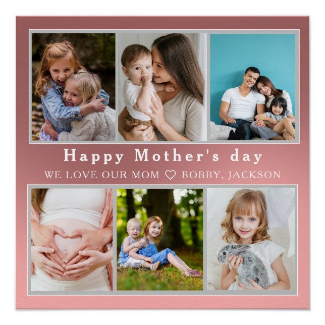 Poster Mignonne I LOVE YOU MOM Happy Mother Day Photo Col (Devant)