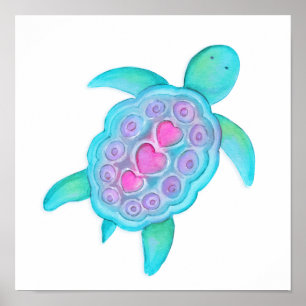 Poster Mignons enfants tortues fantaisistes / art de nurs