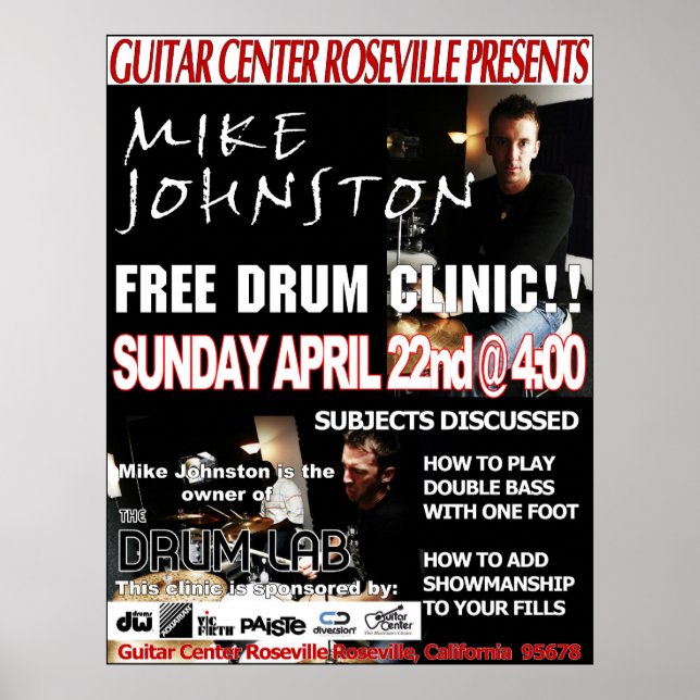 Poster Mike Johnston Clinic, 22 avril (Devant)