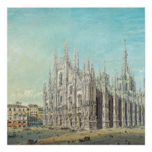 Poster Milan Piazza du Duomo années 1850 par Carlo Bossol