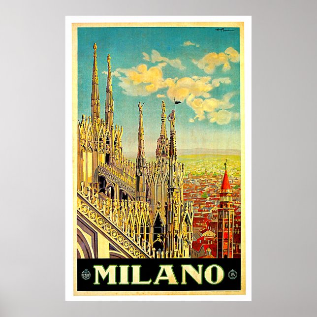 Poster Milano / Milan Italie Cityscape Vintage (Devant)