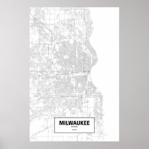 Poster Milwaukee, Wisconsin (noir sur blanc)
