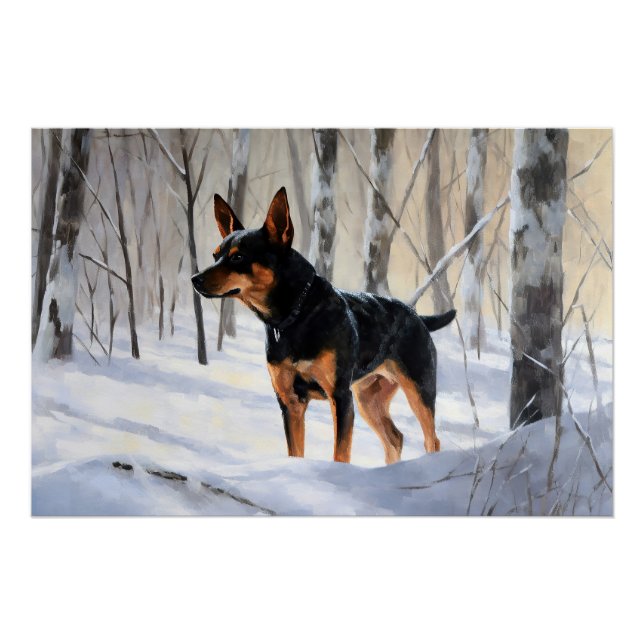 Poster Mince Pinscher Laisser Neige Noël (Devant)