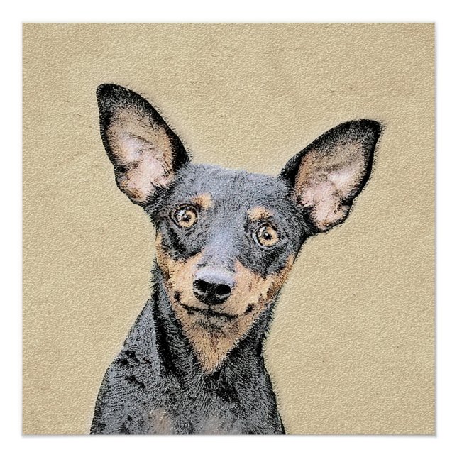 Poster Miniature Pinscher Peinture mignonne Chien Art ori (Devant)