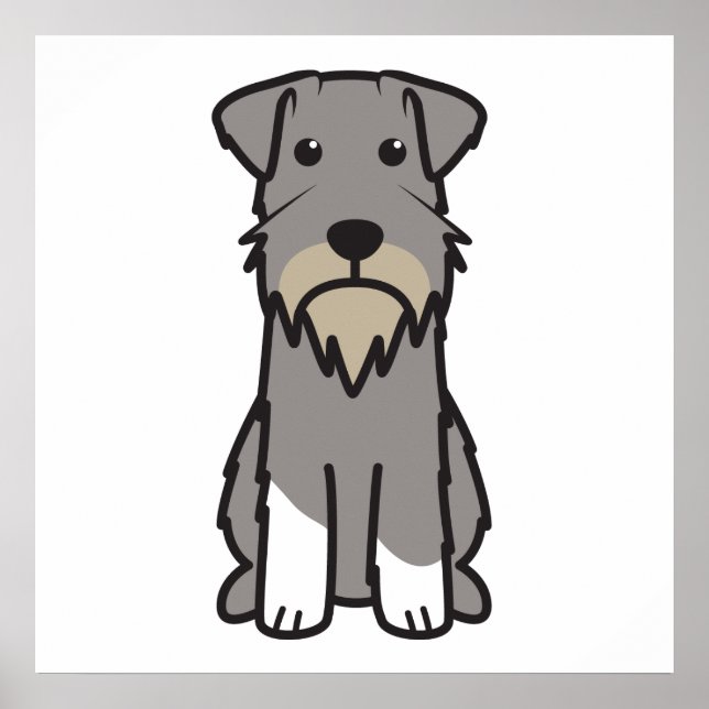 Poster Miniature Schnauzer Dog Cartoon (Devant)