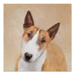 Poster Miniature Taureau Terrier Peinture - Joli Original