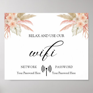 Poster minimal Boho Floral Mariage Wifi