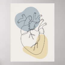 Poster minimal d'anatomie cardiaque abstraite