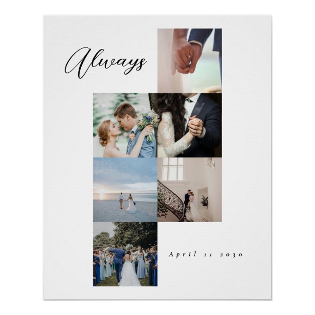 Poster Minimal Elegant Wedding Customizable Photo Collage (Devant)