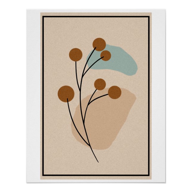 Poster Minimaliste Abstrait Botanique Nature Esthétique (Devant)