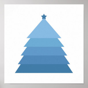 Poster minimaliste d'arbre de Noël bleu