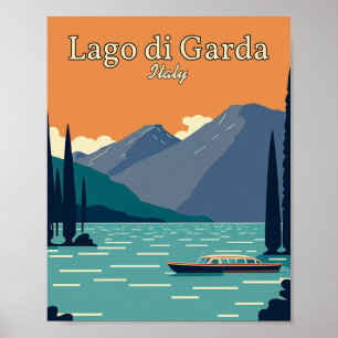 Poster minimaliste d'art Vintage Lago Di Garda Ita