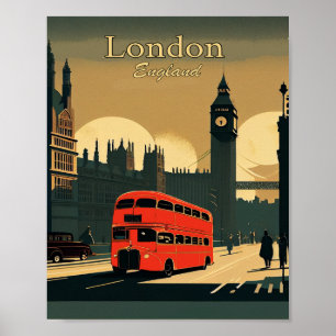 Poster minimaliste d'art Vintage Londres