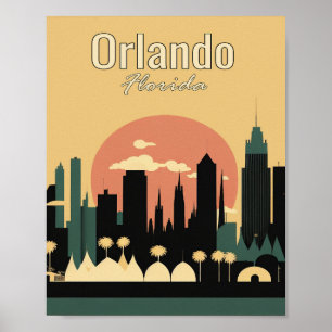 Poster minimaliste d'art Vintage Orlando Florida
