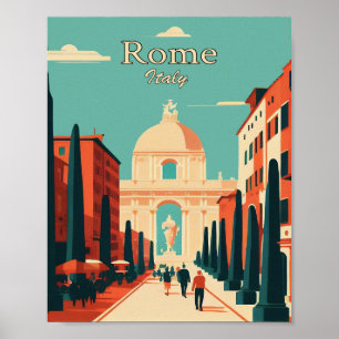 Poster minimaliste d'art Vintage Rome Italie