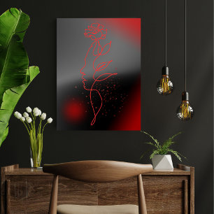 Poster minimaliste de la femme rouge