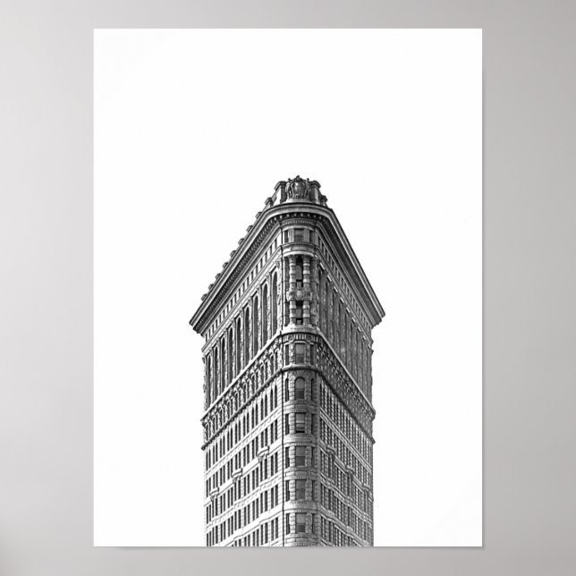 Poster minimaliste Flatiron Building noir & blanc (Devant)