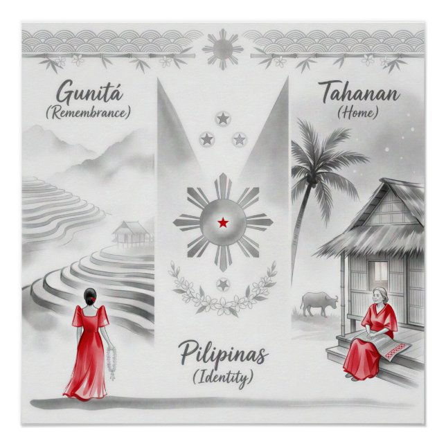 Poster Minimaliste Lavis à l'encre philippin (Devant)