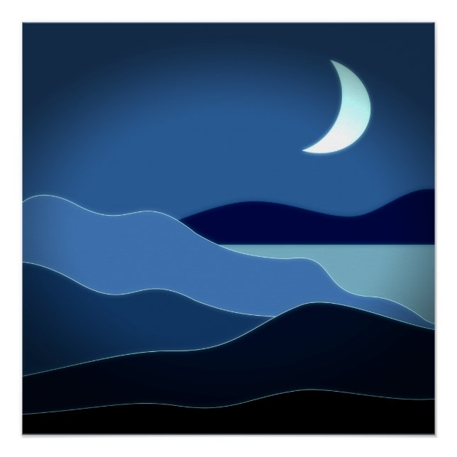 Poster Minimaliste lune (Devant)