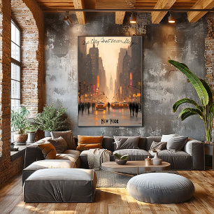 Poster minimaliste New York Skyline - tons doux