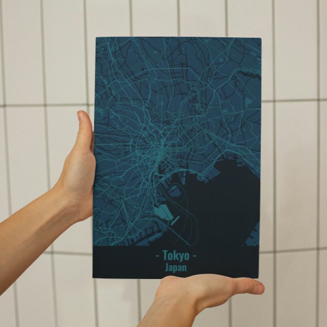 Poster minimaliste noir et bleu à Tokyo City (Créateur téléchargé)