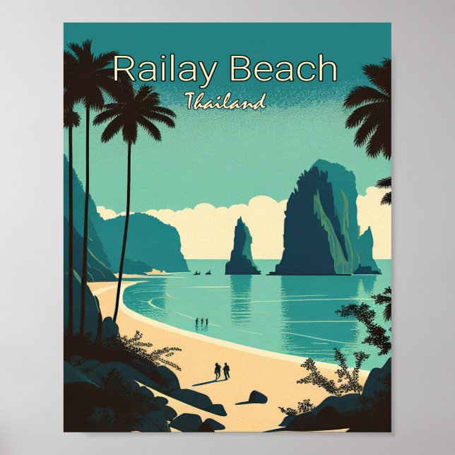 Poster minimaliste Vintage voyage de Railay Beach (Devant)
