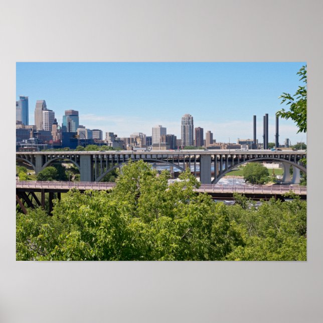 Poster Minneapolis Skyline et Bridges (Devant)