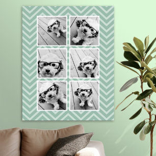 Poster Mint Chevron Motif avec Collage photo 6 tendance