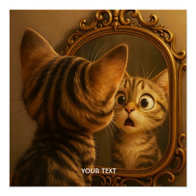 Poster Miroir de chat surpris fantaisie mignon (Devant)