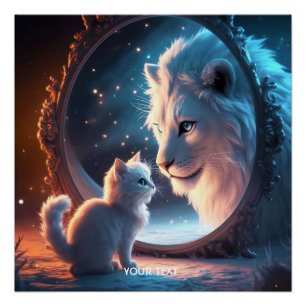 Poster Miroir Imaginaire Cute Lion Kitten