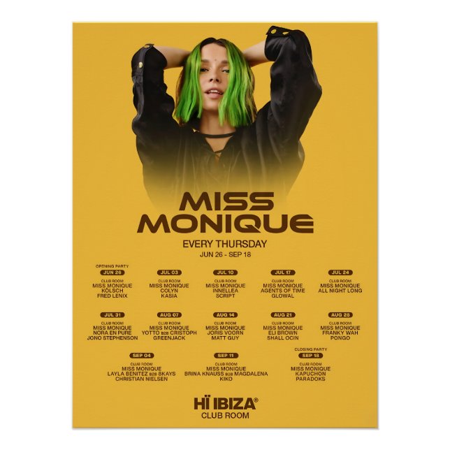 Poster Miss Monique - Hï Ibiza (Devant)