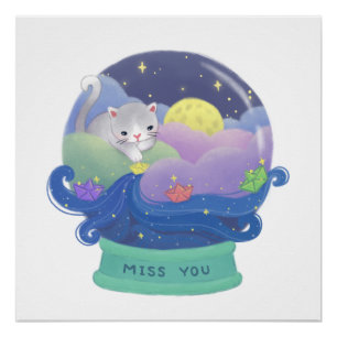 Poster Miss You : Bateaux de chats et de papier